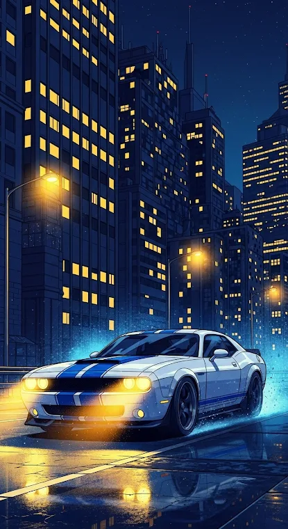 Neon City Muscle Car