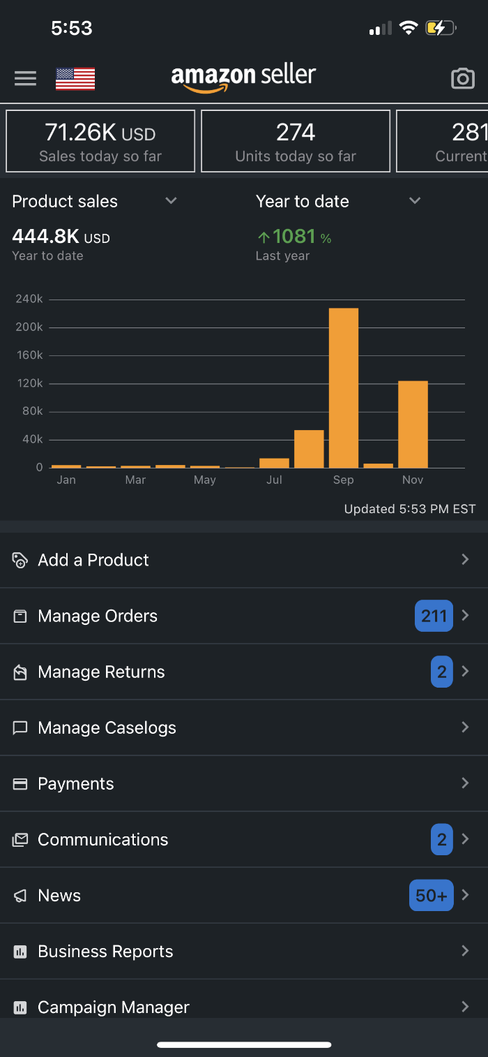 Marcus sales screenshot