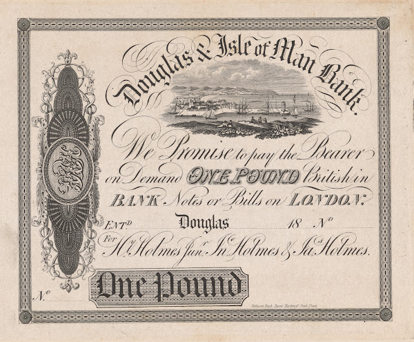Douglas  Isle of Man Bank one pound note 1820 1829