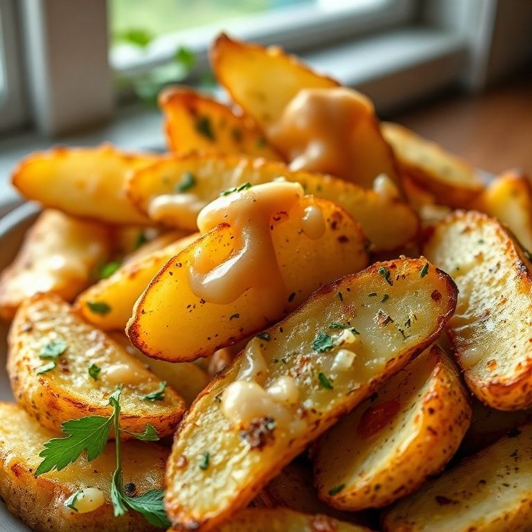 Garlic Parmesan Baked Potato Wedges Recipe – Easy Crispy Side Dish finished