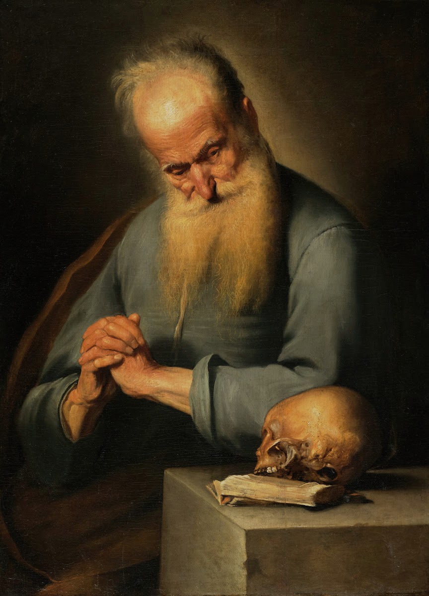 Old Man in Prayer Contemplating a Skull 163035