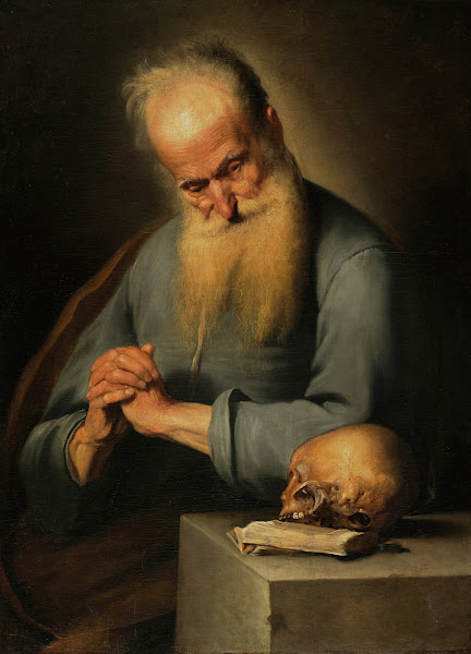Old Man in Prayer Contemplating a Skull 163035