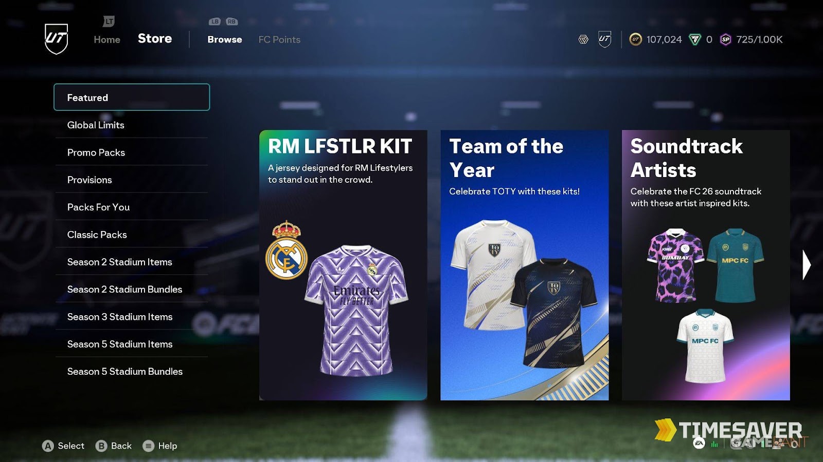 EA FC 26 Ultimate Team Store screen showing packs and coin balance