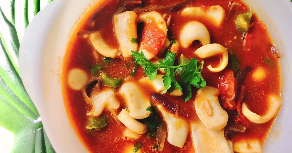 Mực Lá Xào Sốt Cà Ri Thái Đỏ