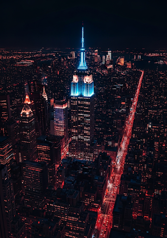 Empire State Building Neon Cityscape
