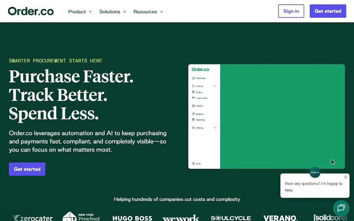 Captura de Order.co