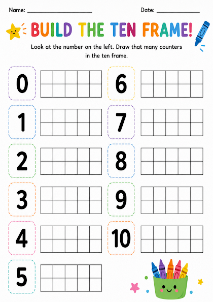 Build the Ten Frame Worksheet