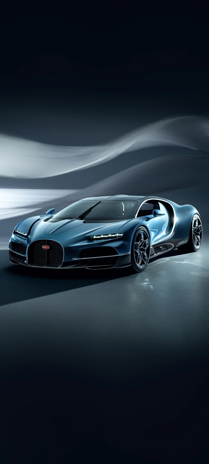 Blue Bugatti Chiron Supercar - Automotive 3D Render iPhone Wallpaper (1032x2293)