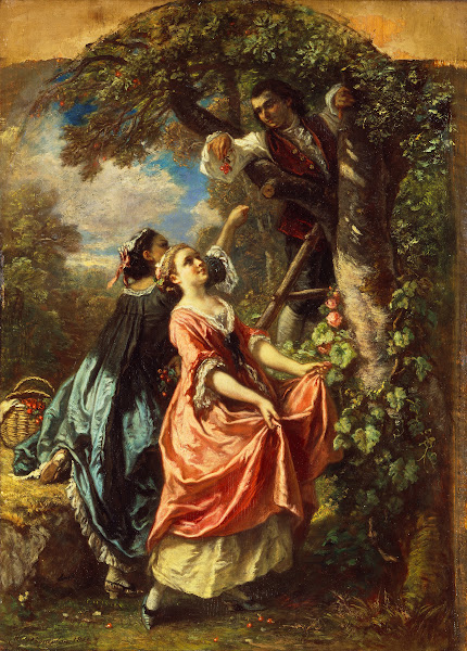 Rousseau and Mlle Galley gathering Cherries 1851
