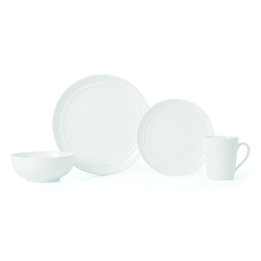 Vajilla de porcelana Crown Baccara™ color blanco, 16 piezas