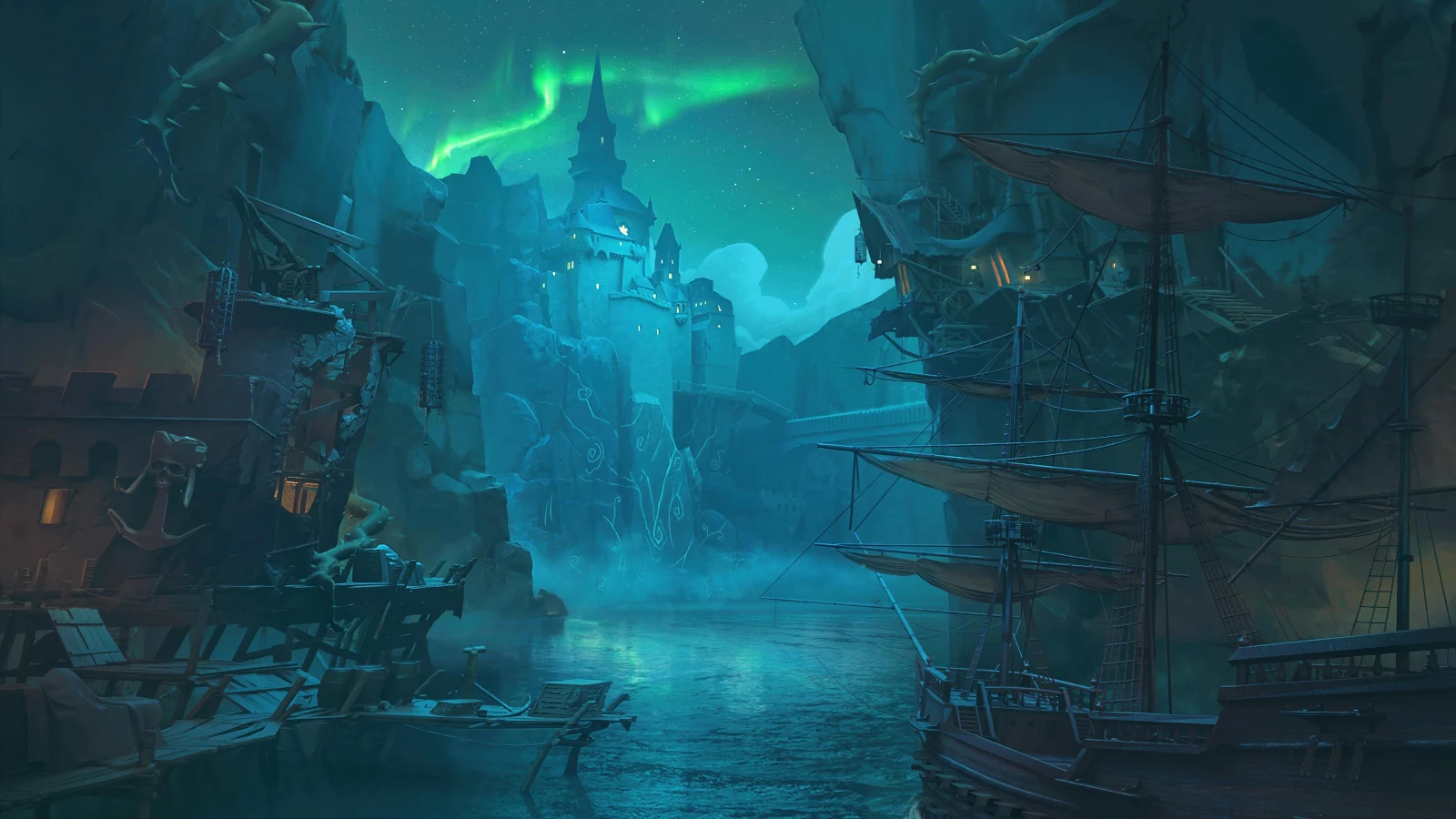 Sea Of Thieves Pirate Port - Game Concept Art 4K Wallpaper (3840x2160)
