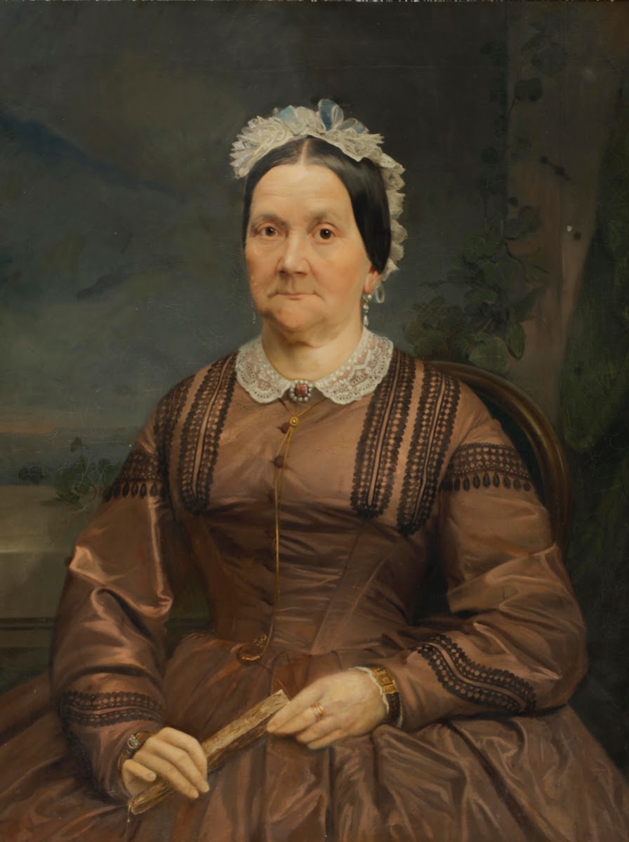 Portrait einer Dame im braunen Seidenkleid