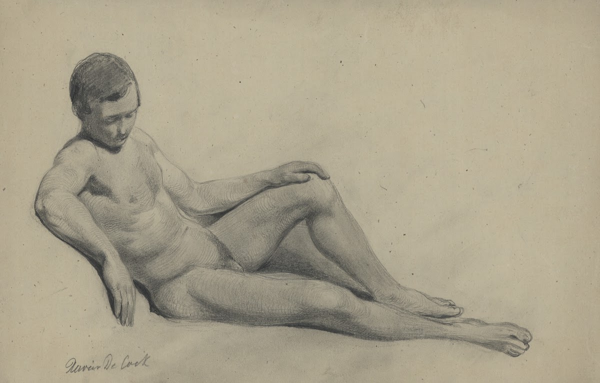 Academic nude of a reclining man 19th century