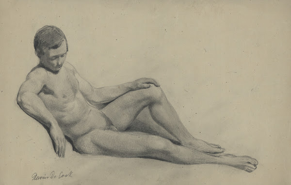 Academic nude of a reclining man 19th century
