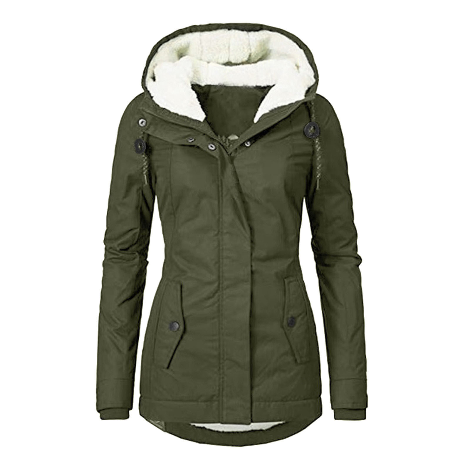 Padded parka with faux lambswool