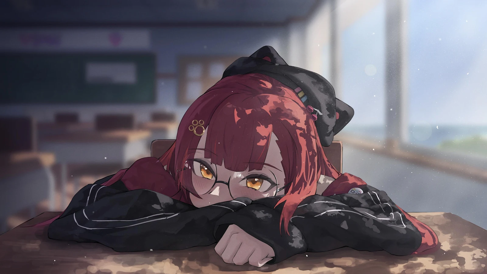 Anime Girl, Classroom, Student, School 4K Wallpaper Background (3840x2160)
