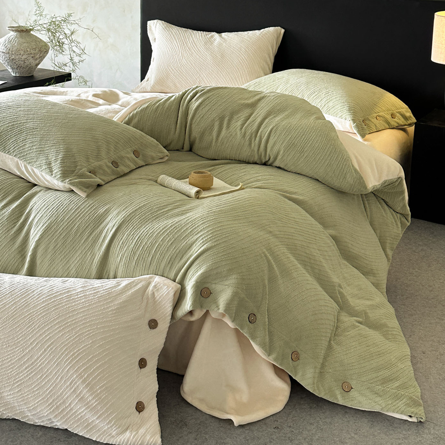 Milchfaser-Fleece Bettwäsche-Set mit Prägung, extra schwer