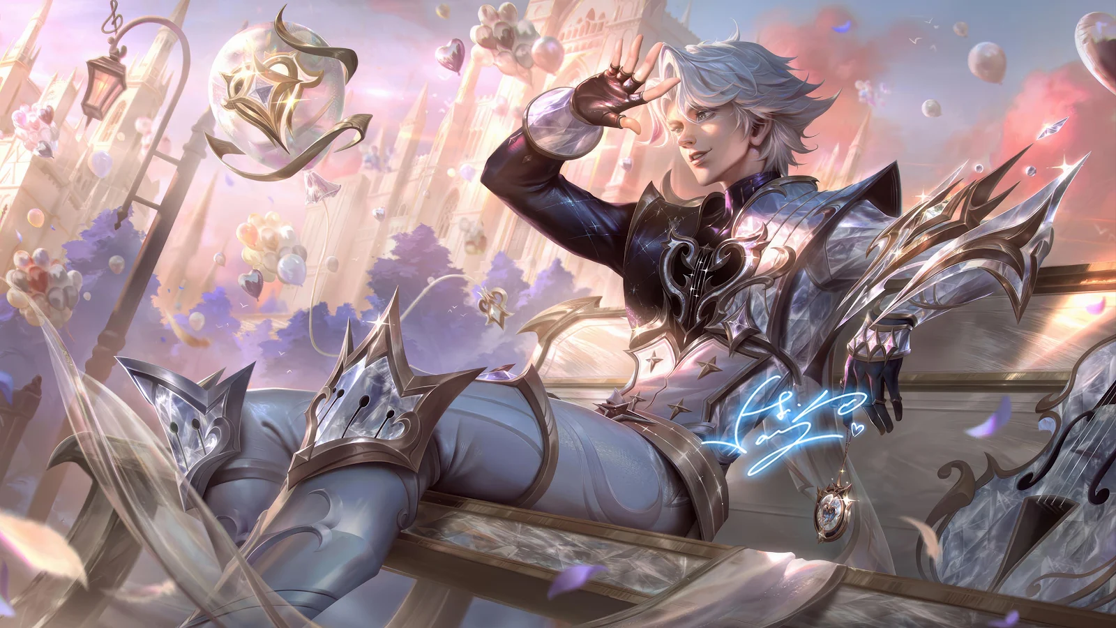 Silver Haired Knight on Bench - Digital Fantasy Art 4K Wallpaper (3840x2160)