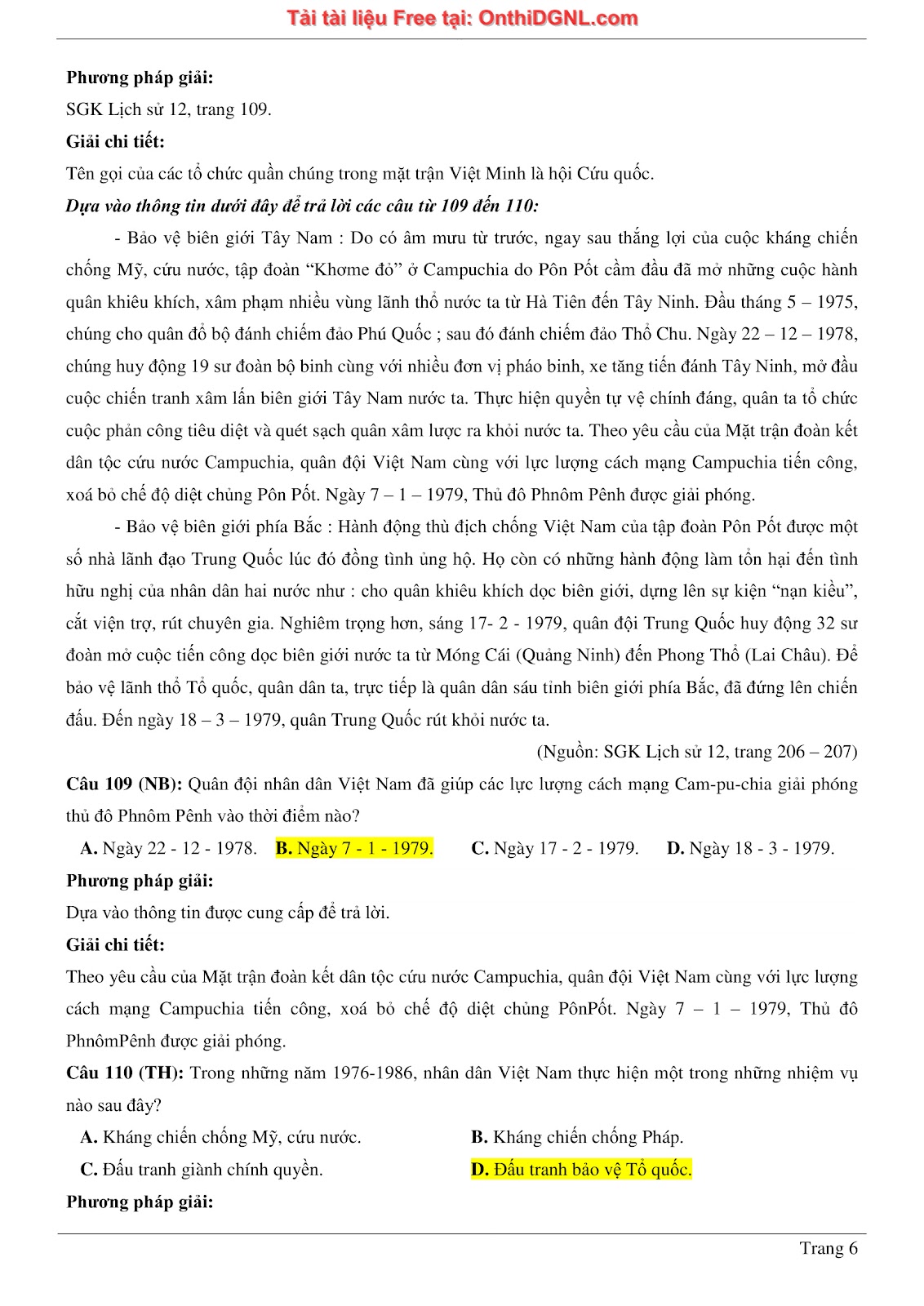 150 bài tập môn Sủ- Ôn thi ĐGNL ĐHQG HN Phần 13