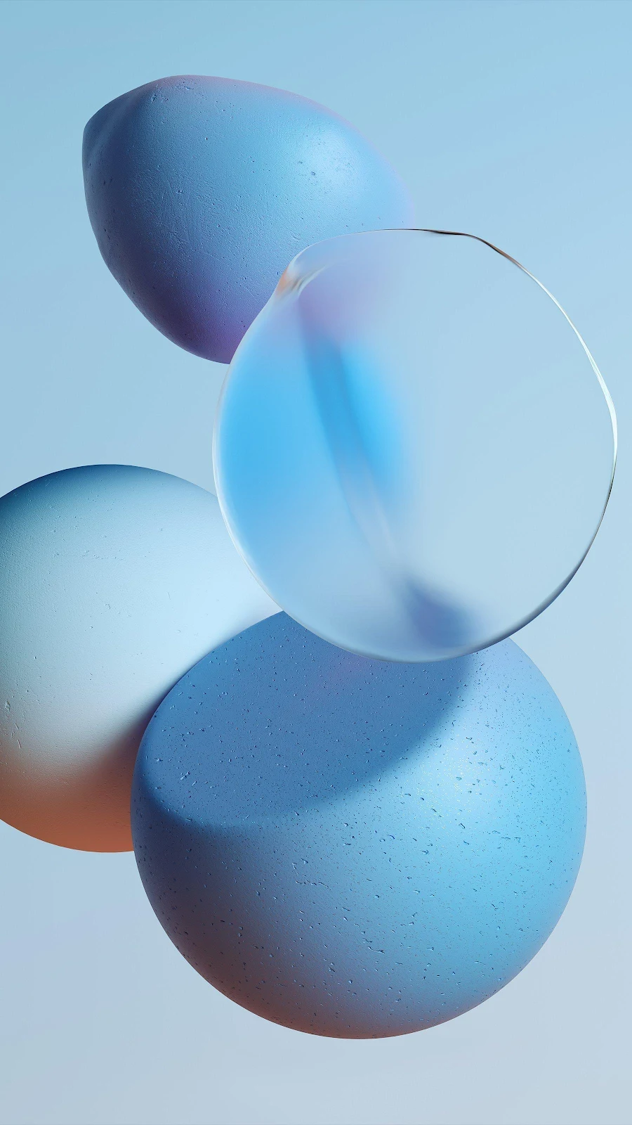 Abstract Floating Blue Spheres - 3D Digital Art 2K iPhone Wallpaper (1800x3200)