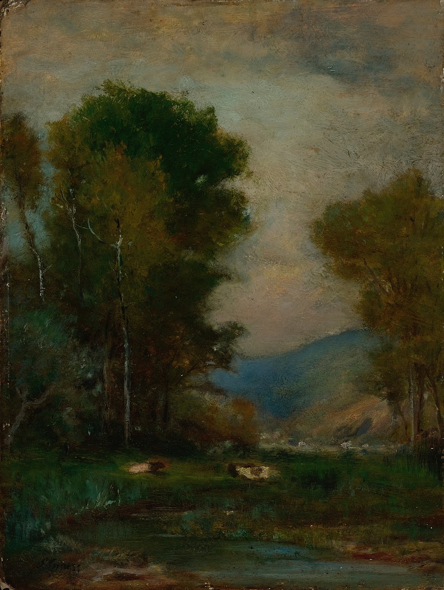 Cows By A Stream