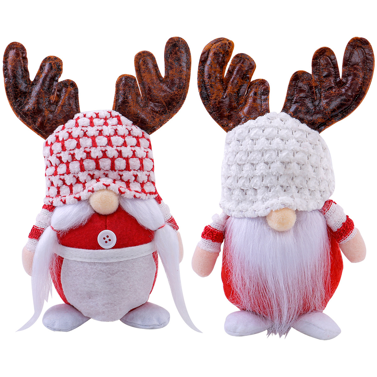 Christmas gnome figure with antler hat, standing