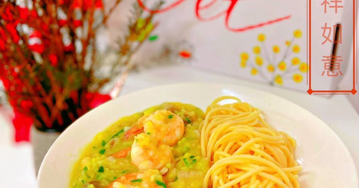 Spaghetti (mì ý) sốt nấm tôm khoai tây