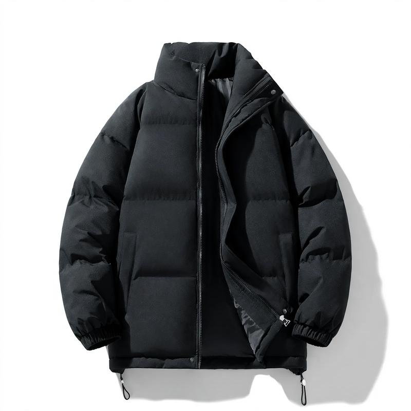 Unisex padded jacket, stand-up collar, lined, solid color