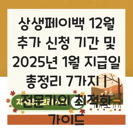 상생페이백 12월 추가 신청 기간 및 2025년 1월 환급금 지급일 일정 대표 이미지