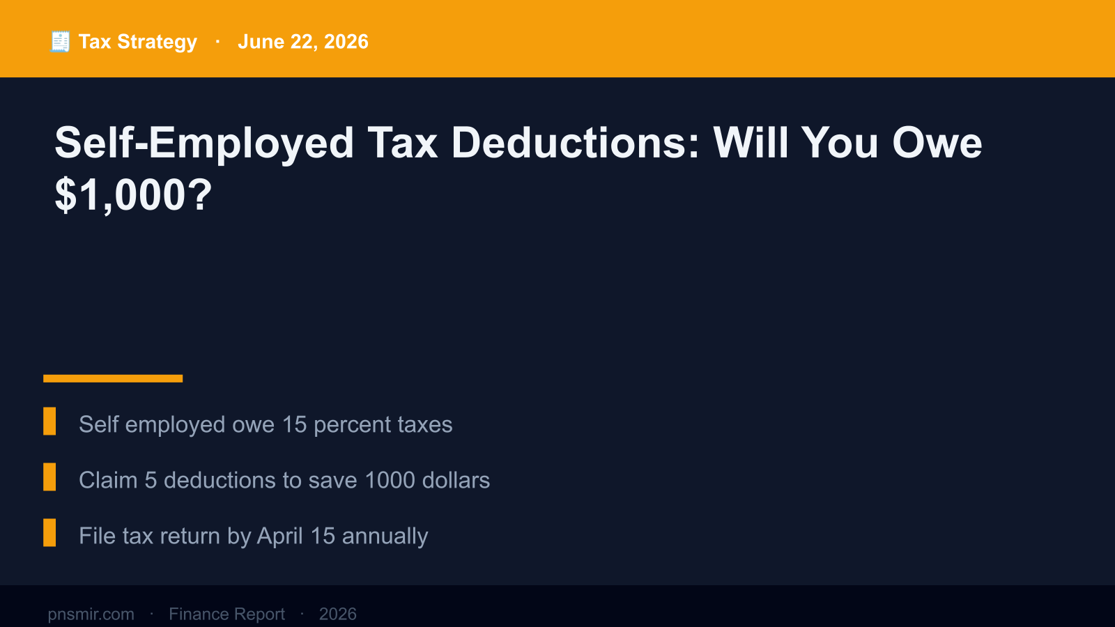 Self-Employed Tax Deductions: Will You Owe $1,000? (Real Numbers) Key Summary