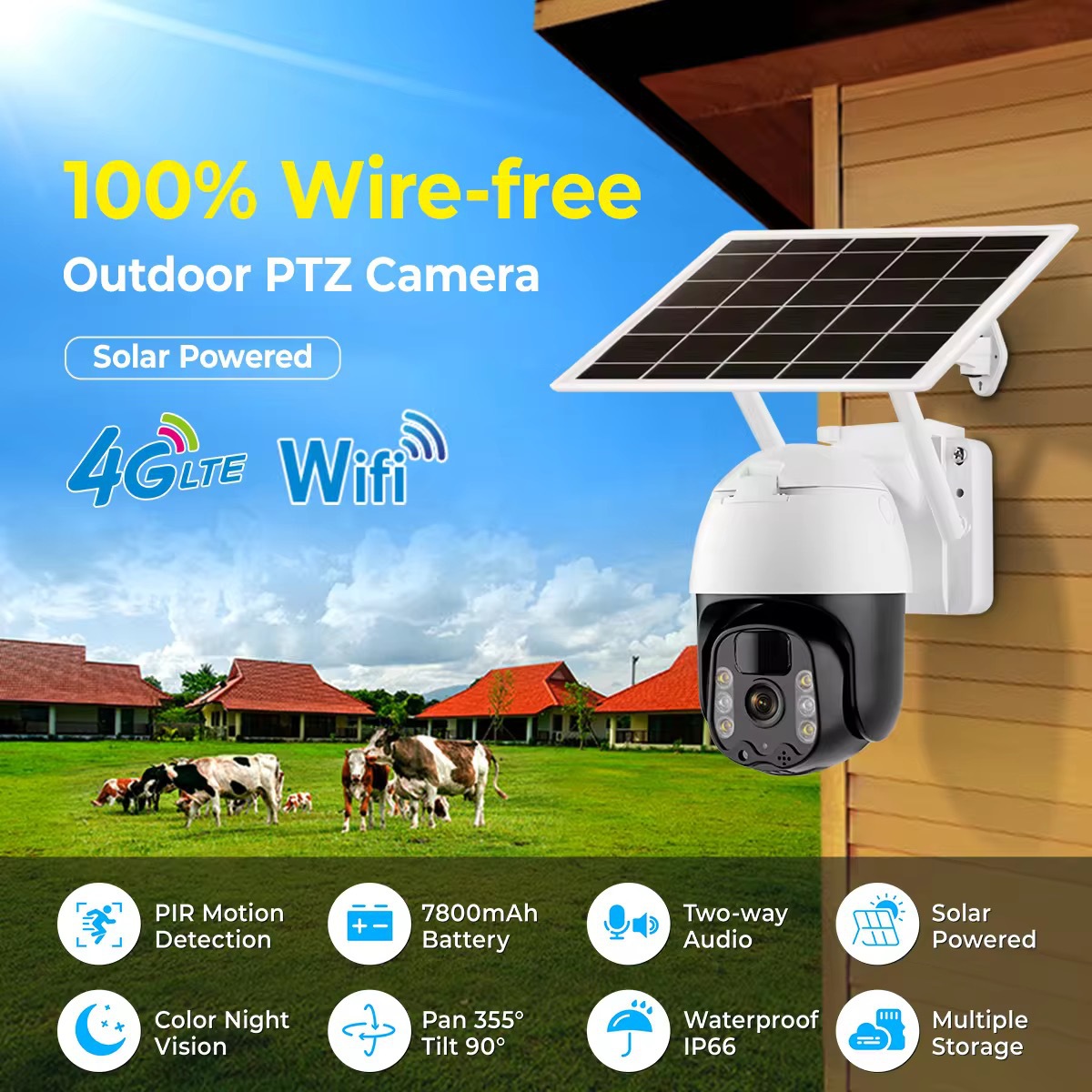 4MP Solar-Überwachungskamera mit 360° Schwenk