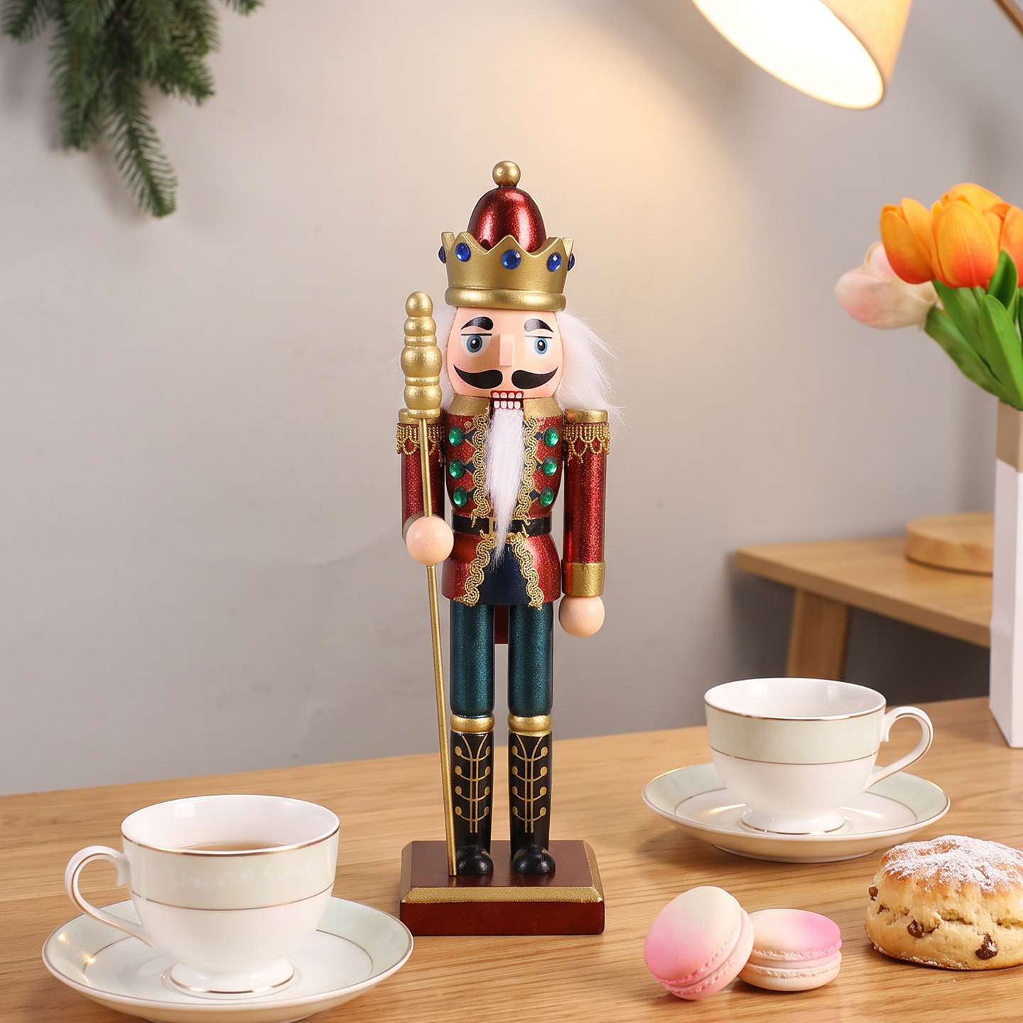 Wooden Nutcracker Figure, 25 cm, European Style