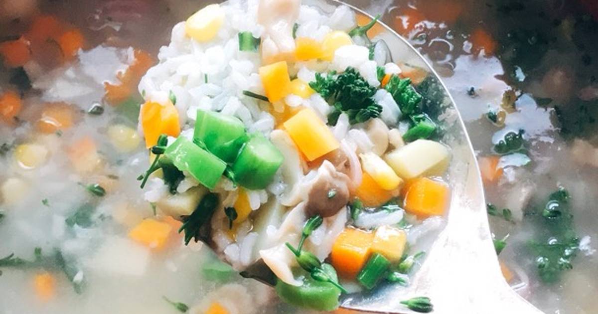 Cháo rau củ lá tía tô giải cảm