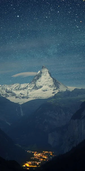 Matterhorn, Starlight, Alps, Zermatt 2K iPhone Wallpaper Background