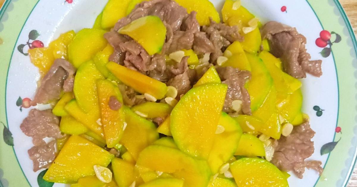 Bí đỏ non xào thịt bò