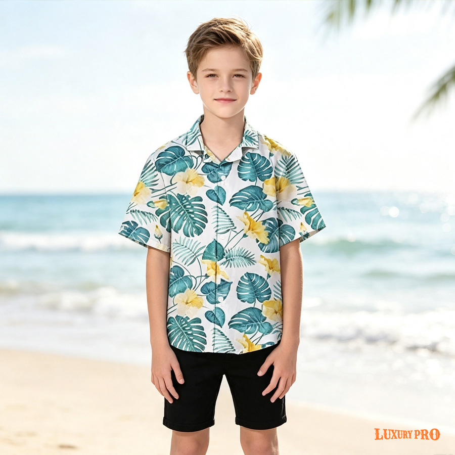AOP MEG Brazilian Collar Shirt Made Of Children's Bamboo Hemp