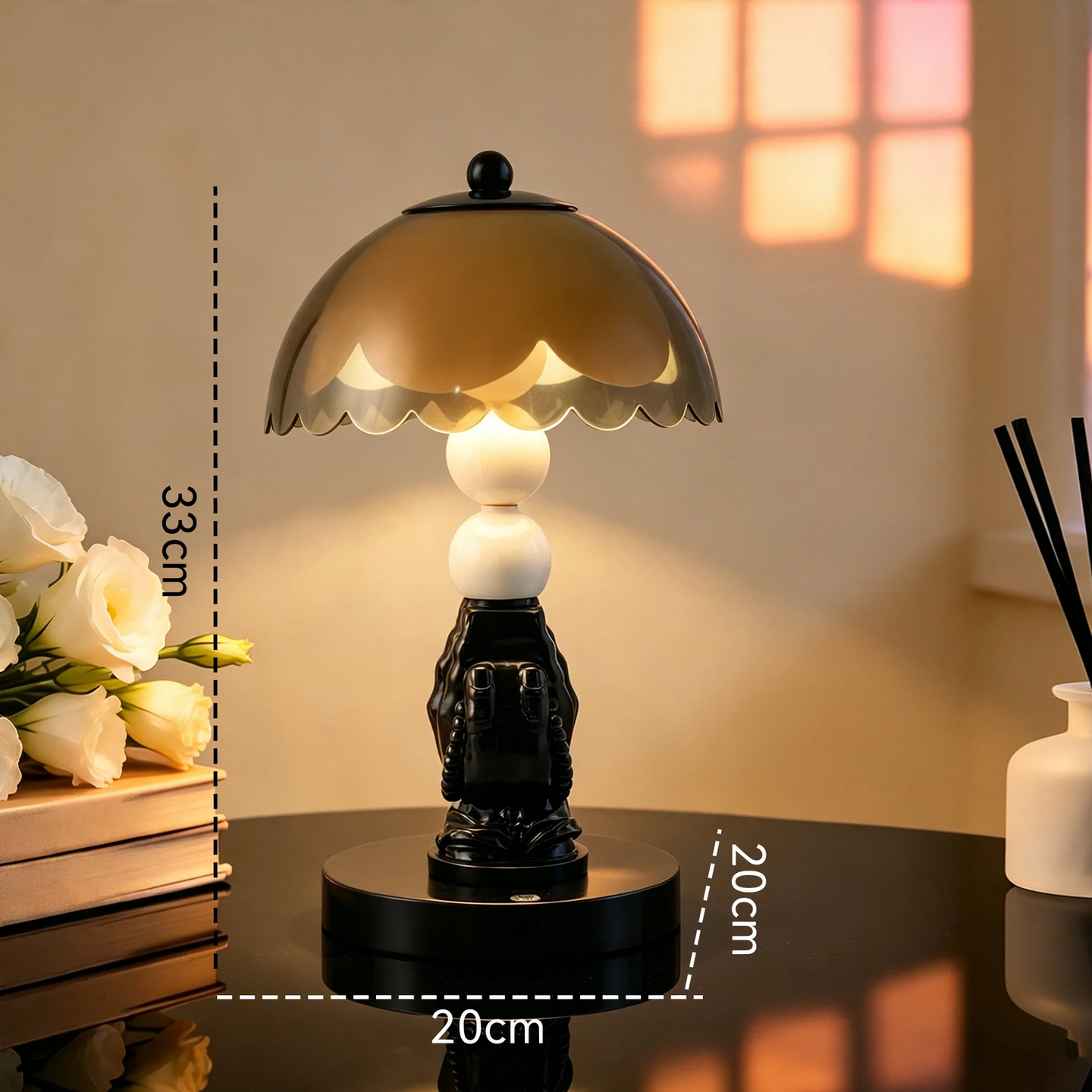 Bedside lamp with hands motif, modern