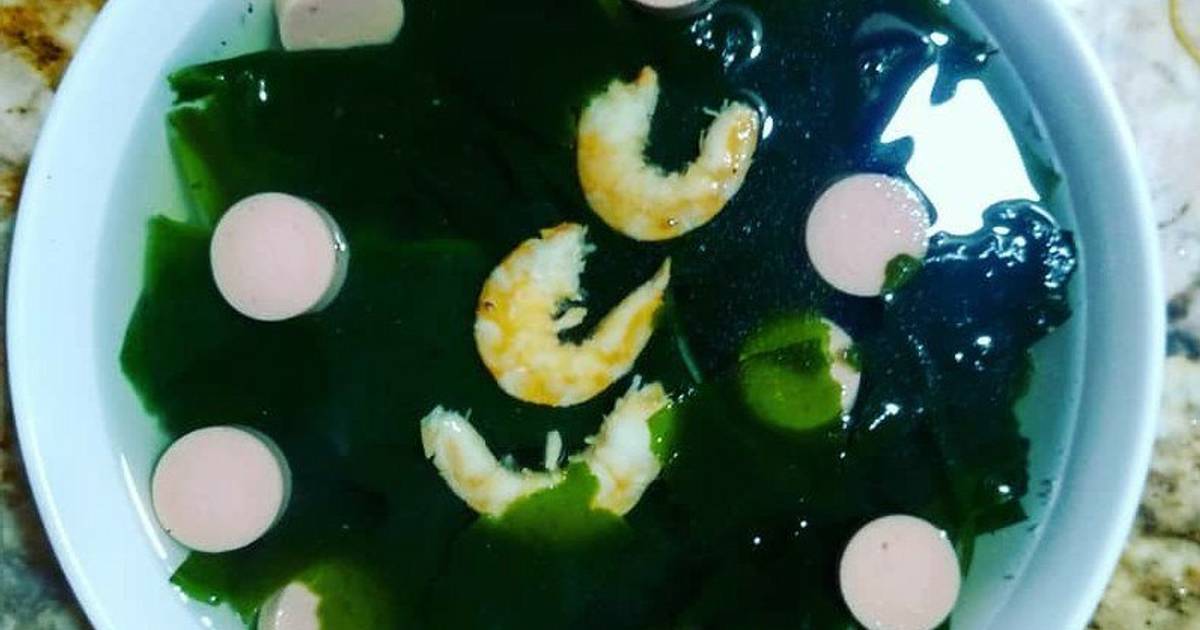 Canh rong biển tôm khô, xúc xích 😋😋