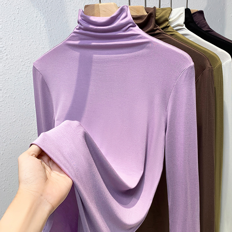 Women’s Long Sleeve Turtleneck Shirt, ribbed and stretchy