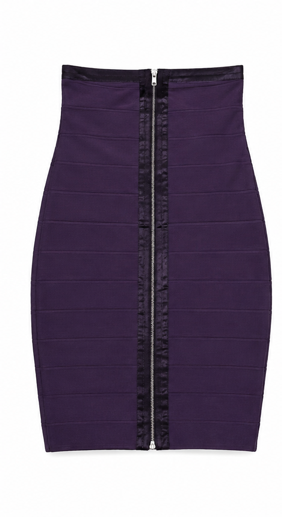 Rochii - Rochie bandage mov fără bretele cu fermoar frontal - XS