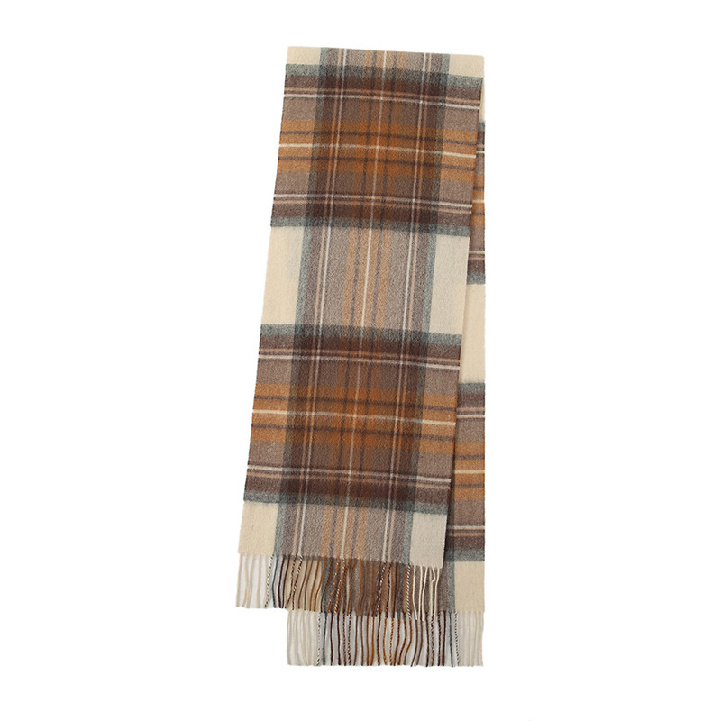 Checkered scarf with fringes, 180x30cm