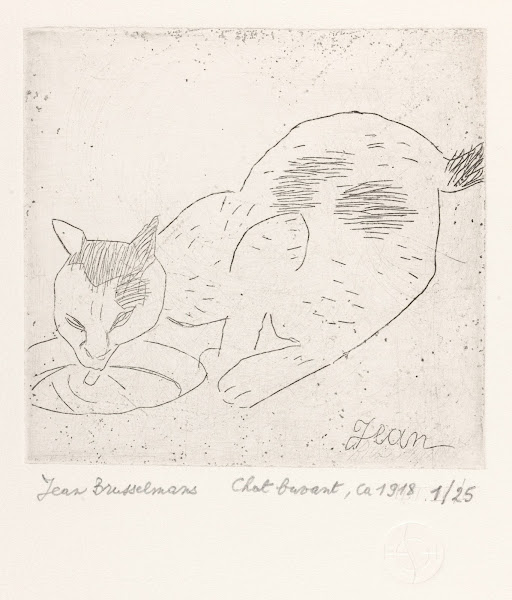Cat drinking 1918
