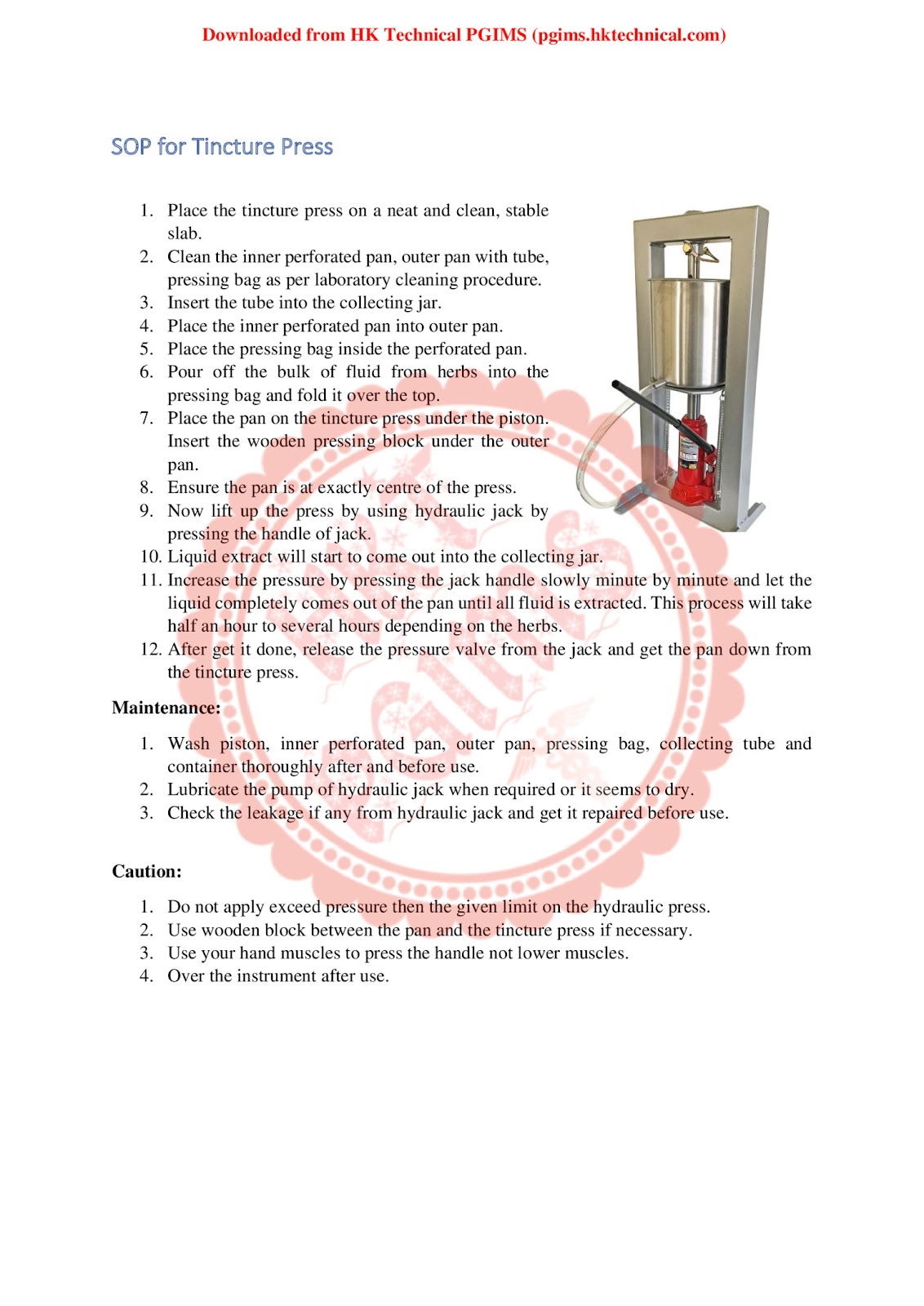 Standard Operating Procedure (SOP) for Tincture Press 3rd Semester B.Pharmacy ,BP304T Pharmaceutical Engineering,BPharmacy,Handwritten Notes,BPharm 3rd Semester,Pharmaceutical Engineering,Important Exam Notes,Standard Operating Procedure (SOP),