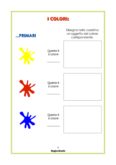 Anteprima della prima pagina: Colori primari e secondari