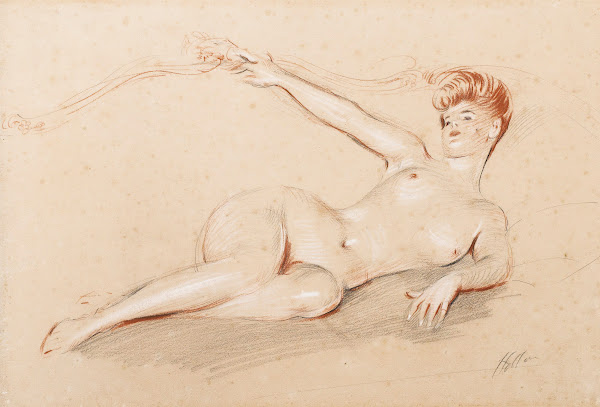Lying Nude On A Sofa