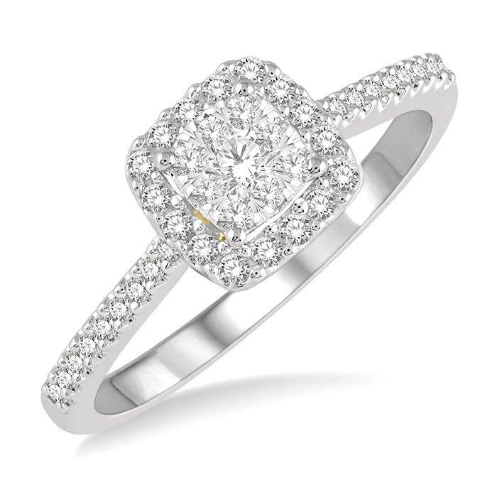 Cushion Shape Halo Lovebright Essential Diamond Engagement Ring
