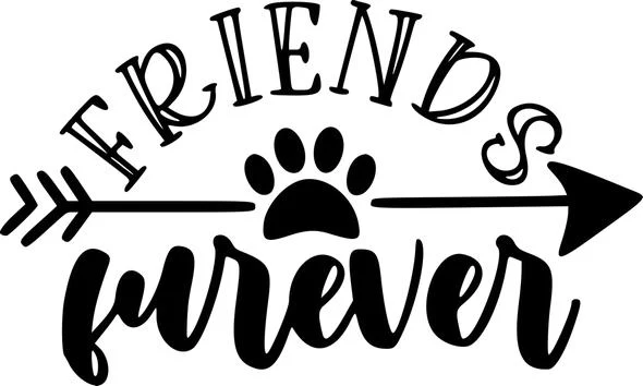 Friends Furever Paw Print Quote Free SVG for Plasma Cutter Crafts
