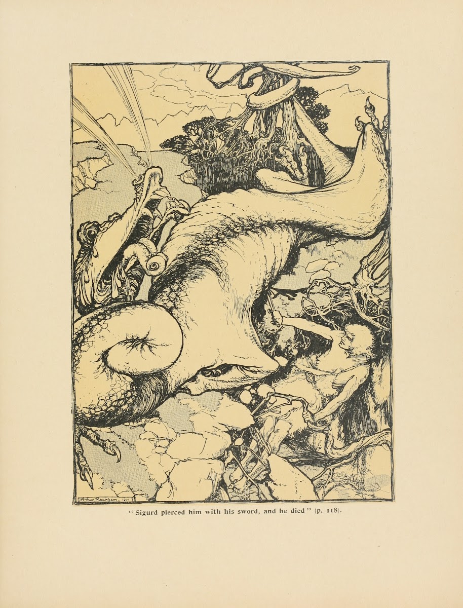 Sigurd pierced him with his sword and he died 1907