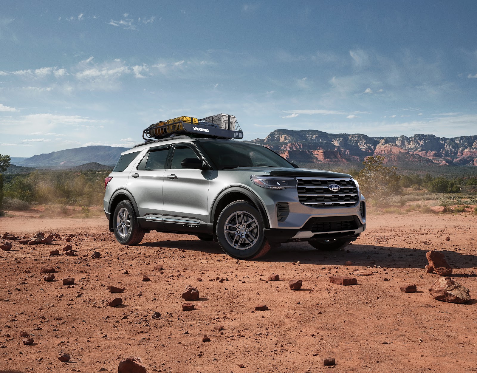 2026 Ford Explorer interior showing three-row seating and advanced dashboard technology