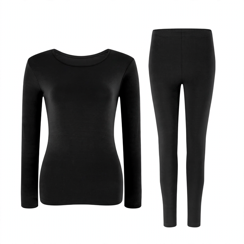 Women's thermal underwear set, modal, warming, round neckline